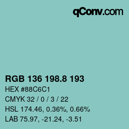 Color code: RGB 136 198.8 193 | qconv.com