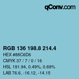 カラーコード: RGB 136 198.8 214.4 | qconv.com