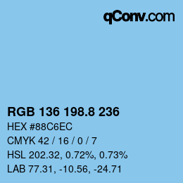 カラーコード: RGB 136 198.8 236 | qconv.com