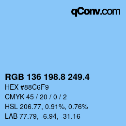 カラーコード: RGB 136 198.8 249.4 | qconv.com