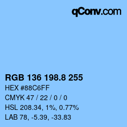 Farbcode: RGB 136 198.8 255 | qconv.com