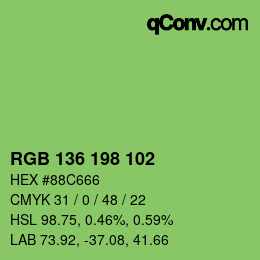 Color code: RGB 136 198 102 | qconv.com