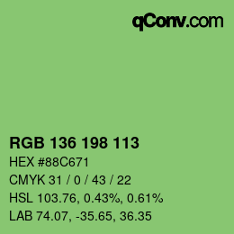 Color code: RGB 136 198 113 | qconv.com