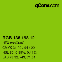 Farbcode: RGB 136 198 12 | qconv.com