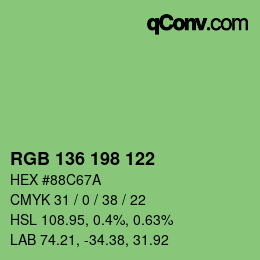 Color code: RGB 136 198 122 | qconv.com