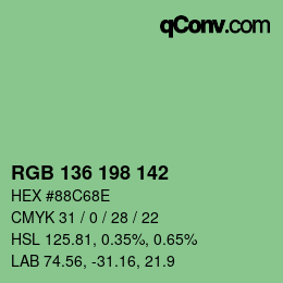Color code: RGB 136 198 142 | qconv.com