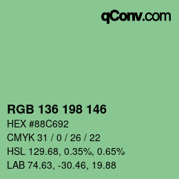 カラーコード: RGB 136 198 146 | qconv.com