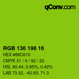 Color code: RGB 136 198 16 | qconv.com