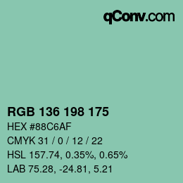 Color code: RGB 136 198 175 | qconv.com