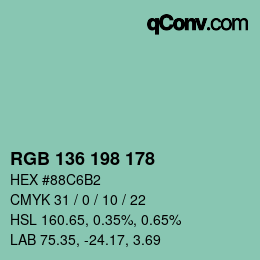 Color code: RGB 136 198 178 | qconv.com