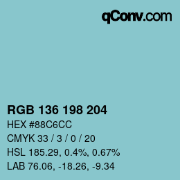 Color code: RGB 136 198 204 | qconv.com
