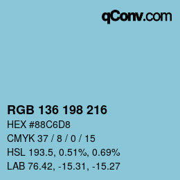 Color code: RGB 136 198 216 | qconv.com