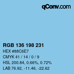 Color code: RGB 136 198 231 | qconv.com
