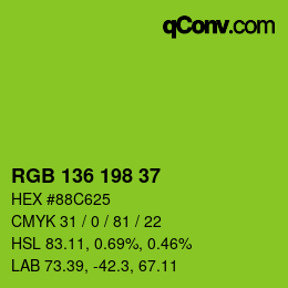 Color code: RGB 136 198 37 | qconv.com
