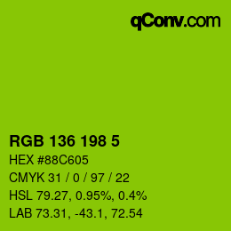 Farbcode: RGB 136 198 5 | qconv.com