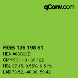 Color code: RGB 136 198 61 | qconv.com