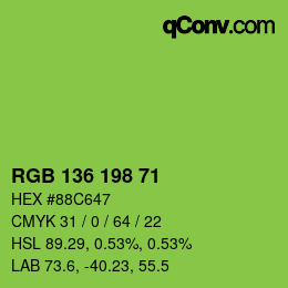 Color code: RGB 136 198 71 | qconv.com