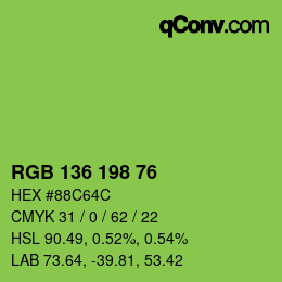 Color code: RGB 136 198 76 | qconv.com