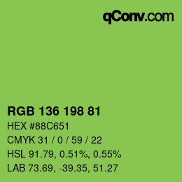 Farbcode: RGB 136 198 81 | qconv.com