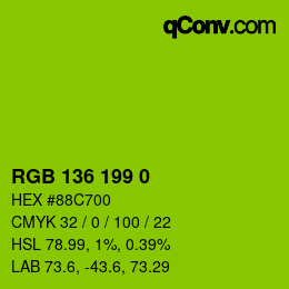 カラーコード: RGB 136 199 0 | qconv.com