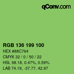 Color code: RGB 136 199 100 | qconv.com