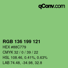 Color code: RGB 136 199 121 | qconv.com