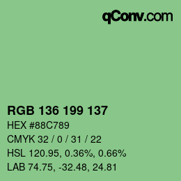 Color code: RGB 136 199 137 | qconv.com
