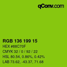 Farbcode: RGB 136 199 15 | qconv.com