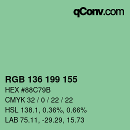Color code: RGB 136 199 155 | qconv.com
