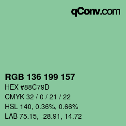 Color code: RGB 136 199 157 | qconv.com