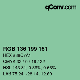 カラーコード: RGB 136 199 161 | qconv.com