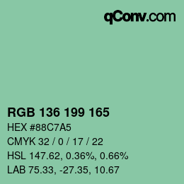 Color code: RGB 136 199 165 | qconv.com