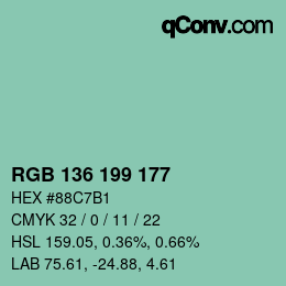Color code: RGB 136 199 177 | qconv.com