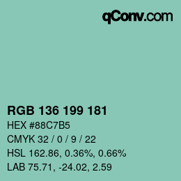 Color code: RGB 136 199 181 | qconv.com