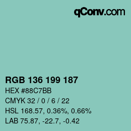 Color code: RGB 136 199 187 | qconv.com