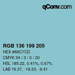 Color code: RGB 136 199 205 | qconv.com