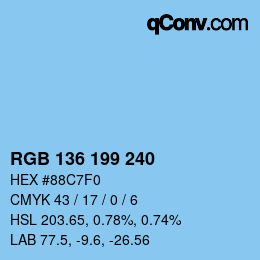 カラーコード: RGB 136 199 240 | qconv.com