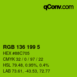 Farbcode: RGB 136 199 5 | qconv.com