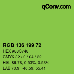 Color code: RGB 136 199 72 | qconv.com