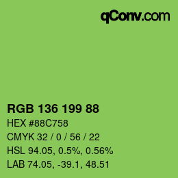 Color code: RGB 136 199 88 | qconv.com