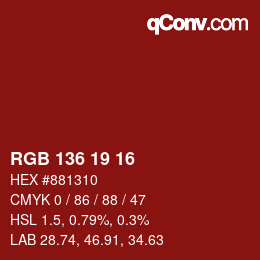 Color code: RGB 136 19 16 | qconv.com