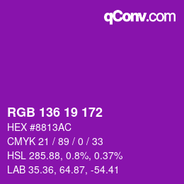 Color code: RGB 136 19 172 | qconv.com
