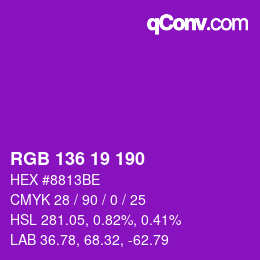 Color code: RGB 136 19 190 | qconv.com