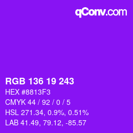 Color code: RGB 136 19 243 | qconv.com