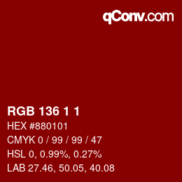 Color code: RGB 136 1 1 | qconv.com