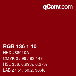 Farbcode: RGB 136 1 10 | qconv.com