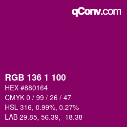 Color code: RGB 136 1 100 | qconv.com