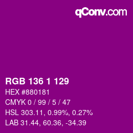 Color code: RGB 136 1 129 | qconv.com