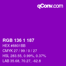 カラーコード: RGB 136 1 187 | qconv.com