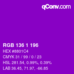 Color code: RGB 136 1 196 | qconv.com